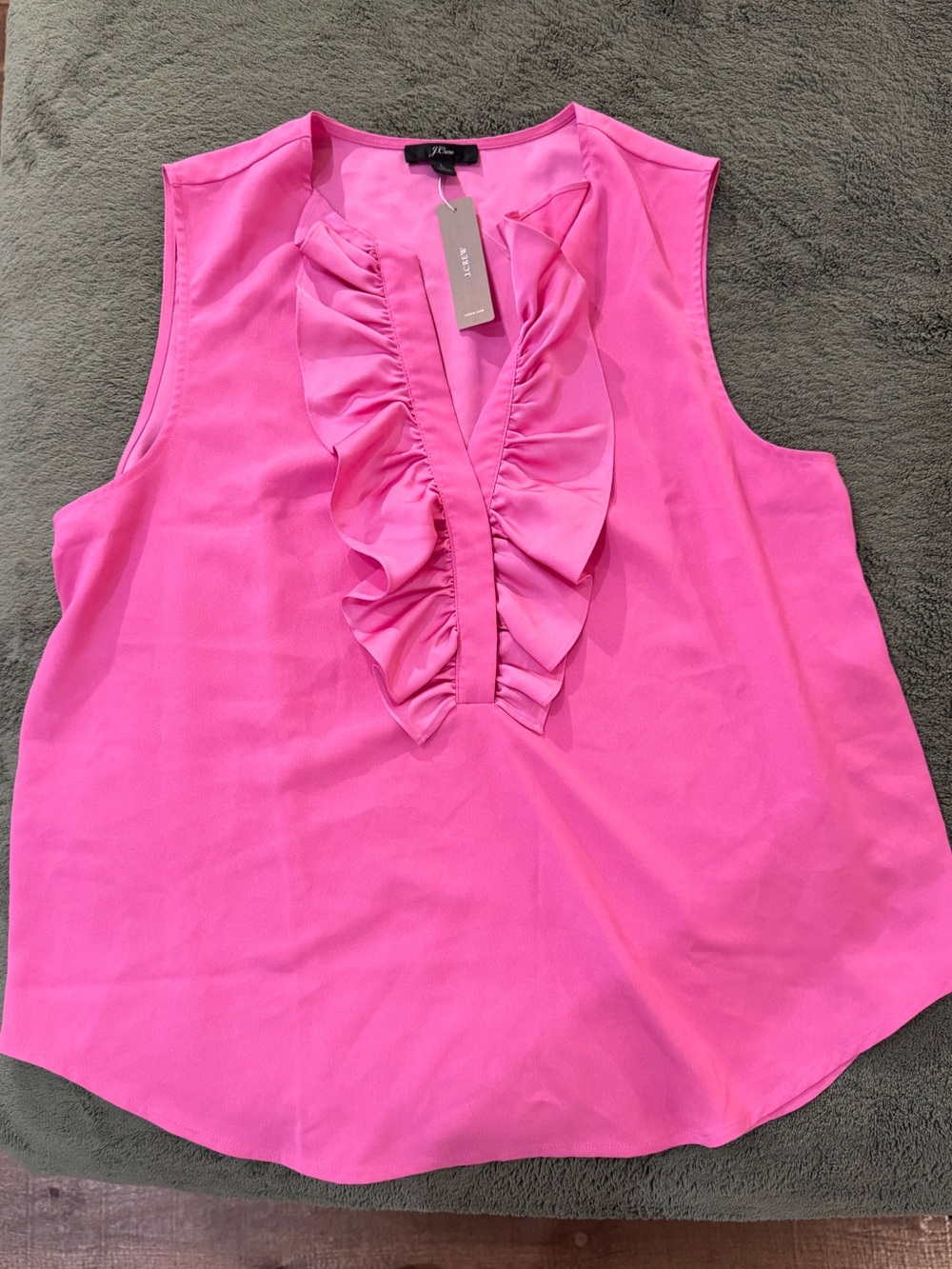 J. Crew Ruffle V-Neck Sleeveless Top - Pink